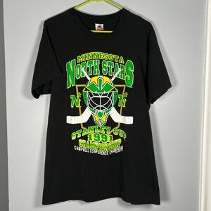Vtg Minnesota North Stars T-Shirt Stanley Cup Champions 1991